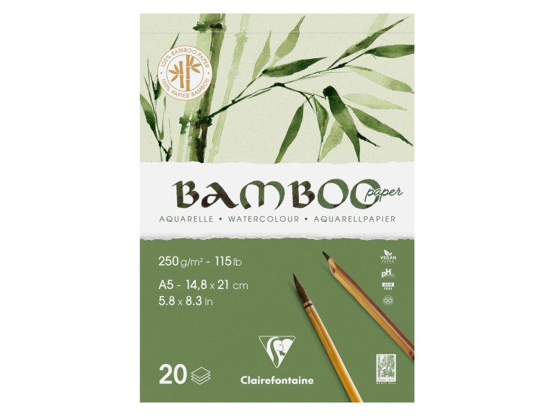 Clairefontaine Bloc de papier aquarelle BAMBOO, 250 g/m2, A5