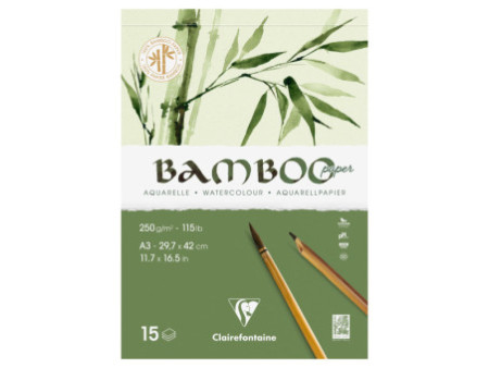 Clairefontaine Bloc de papier aquarelle BAMBOO, 250 g/m2, A3