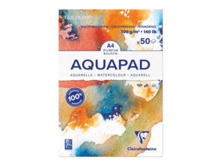 Clairefontaine Bloc de papier aquarelle AQUAPAD, 300 g/m2,A4