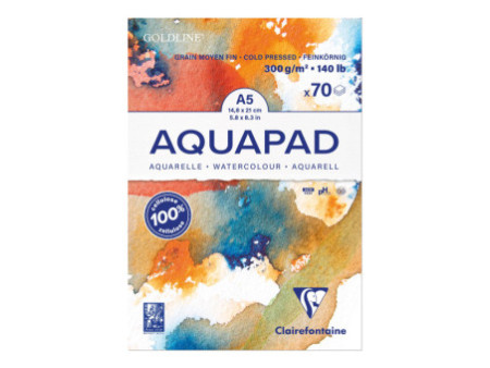 Clairefontaine Bloc de papier aquarelle AQUAPAD, 300 g/m2,A5