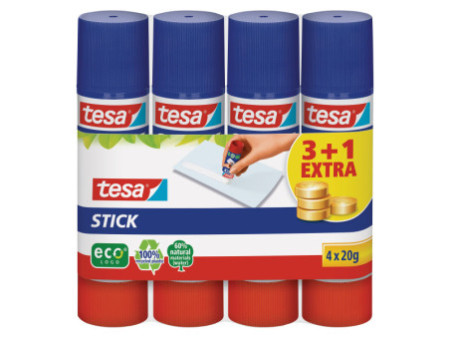 tesa ecoLogo Stick Bâton de colle, paquet de 4, 20 g