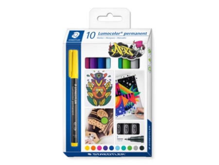 STAEDTLER Marqueur permanent 318F Lumocolor, étui de 10