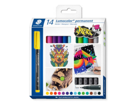 STAEDTLER Marqueur permanent 318F Lumocolor, étui de 14