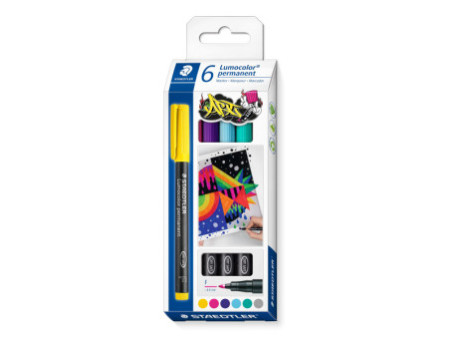 STAEDTLER Marqueur permanent 318F Lumocolor, étui de 6