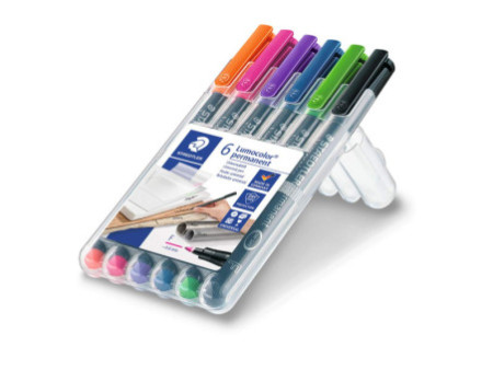 STAEDTLER Marqueur permanent 318F Lumocolor, étui de 6