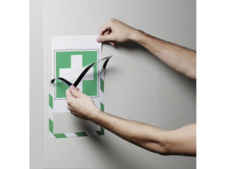 DURABLE Cadre magnétique SECURITY, format A4, vert/ blanc