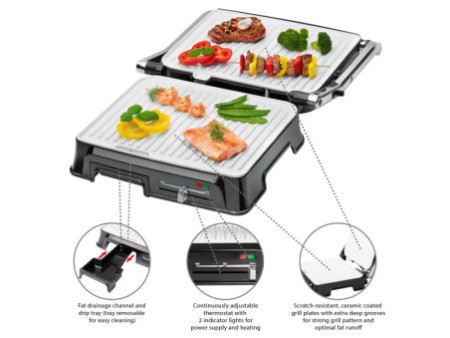 CLATRONIC Barbecue d'intérieur KG 3571, acier inoxydable /