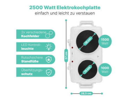 CLATRONIC Double plaque de cuisson DKP 3583, blanc
