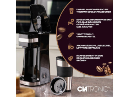 CLATRONIC Cafetière électrique to go KA 3733, noir/argent
