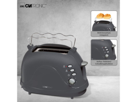 CLATRONIC Grille-pain 2 tranches TA 3565, gris