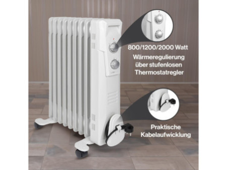 CLATRONIC Radiateur bain d'huile RA 3735, 7 éléments, blanc