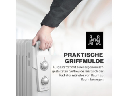CLATRONIC Radiateur bain d'huile RA 3735, 7 éléments, blanc