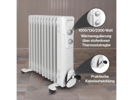 CLATRONIC Radiateur bain d'huile RA 3737, 11 éléments, blanc