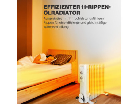 CLATRONIC Radiateur bain d'huile RA 3737, 11 éléments, blanc