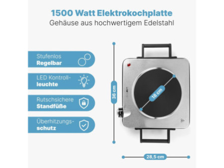 CLATRONIC Plaque de cuisson individuelle EKP 3788 E, inox/