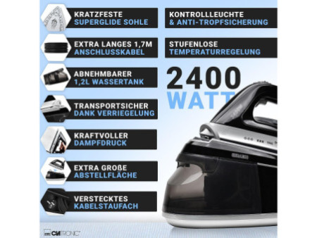 CLATRONIC Centrale vapeur DBS 3749, 2400 Watt, noir