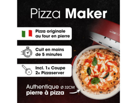 CLATRONIC Four à pizza PM3787, 1.200 watts, rouge