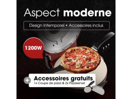 CLATRONIC Four à pizza PM3787, 1.200 watts, rouge