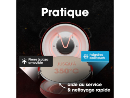 CLATRONIC Four à pizza PM3787, 1.200 watts, rouge
