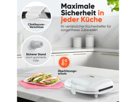 CLATRONIC Gril à sandwich ST 3813, blanc