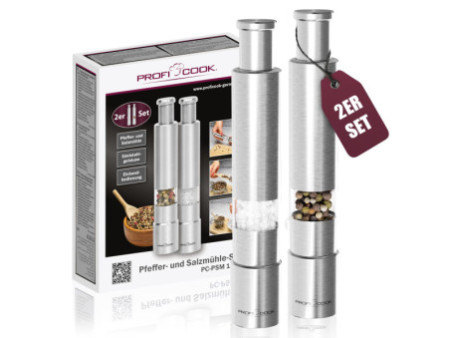 PROFI COOK Moulins à poivre et à sel PC-PSM 1160, kit de 2