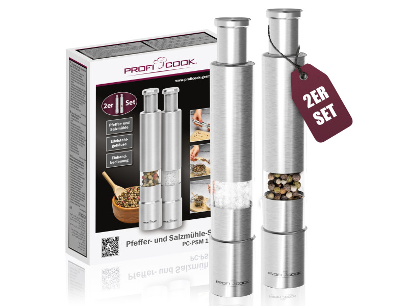 PROFI COOK Moulins à poivre et à sel PC-PSM 1160, kit de 2