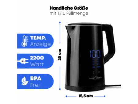 PROFI COOK Bouilloire PC-WKS 1243, 1,7 litre, noir