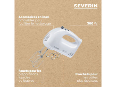 SEVERIN Batteur HM 3820, 300 Watt, blanc / gris