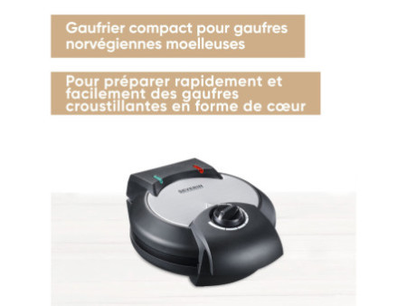 SEVERIN Gaufrier WA 2103, 1300 watt, acier inoxydable / noir