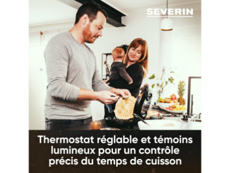 SEVERIN Gaufrier WA 2103, 1300 watt, acier inoxydable / noir