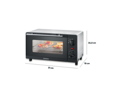SEVERIN Four à chaleur tournante T0 2052, 800 W, noir/argent