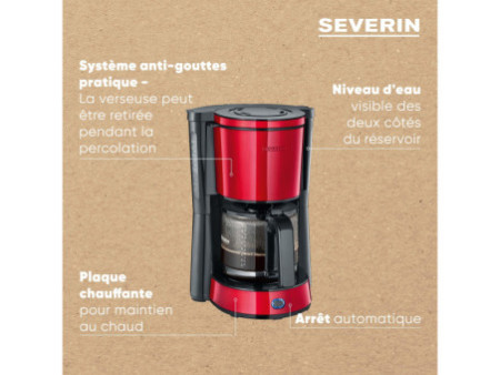 SEVERIN Cafetière électrique KA 4817 TYPE, rouge / noir
