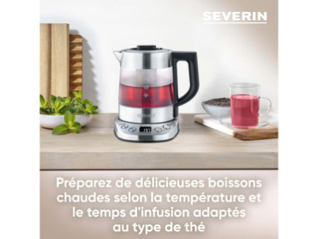 SEVERIN Bouilloire eau et thé WK 3473 DELUXE, verre / inox