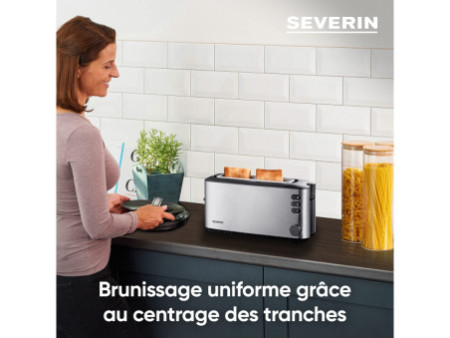 SEVERIN Grille-pain à fente longue AT 2515, inox / noir