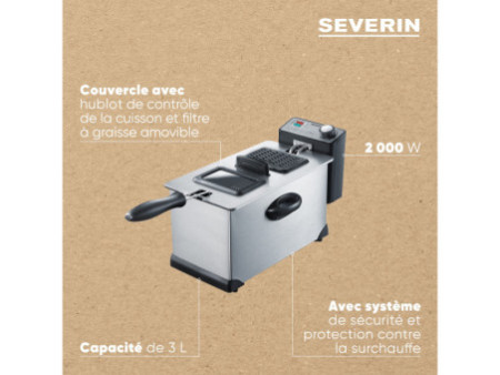 SEVERIN Friteuse électrique FR 3431, acier inoxydable/noir