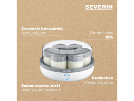 SEVERIN Yaourtière JG 3518, blanc/acier inoxydable