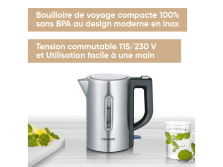 SEVERIN Mini bouilloire WK 3647, noir/acier inoxydable