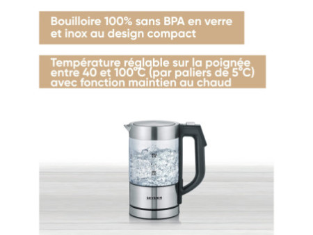 SEVERIN Mini bouilloire en verre WK 3458, inox / noir