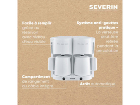 SEVERIN Cafetière électrique duo KA 9314, blanc