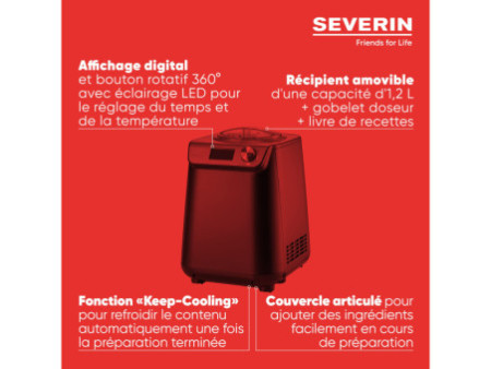 SEVERIN Sorbetière 2 en 1 EZ 7407, noir
