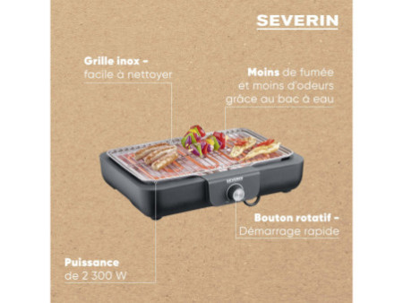 SEVERIN Grill de table PG 8554, avec grille, noir