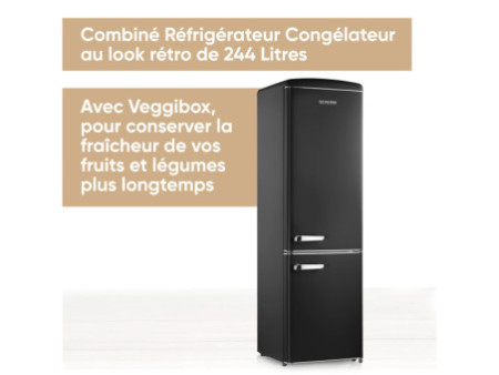 SEVERIN Réfrigérateur-congélateur rétro RKG 8918, noir mat