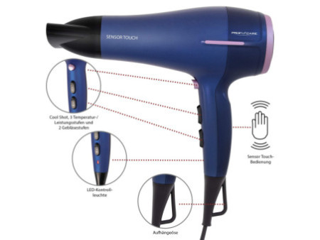 PROFI CARE Sèche-cheveux PC-HTD 3030, avec commande tactile,