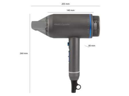 PROFI CARE Sèche-cheveux PC-HT 3082, anthracite/bleu