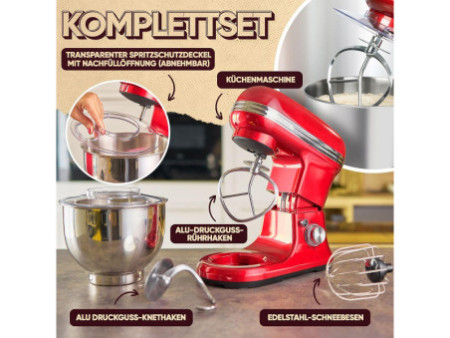 PROFI COOK Machine à pétrir PC-KM 1197, rouge