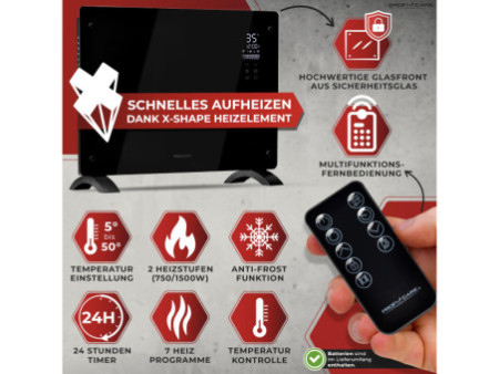 PROFI CARE Chauffage par converteur en verre PC-GKH 3118