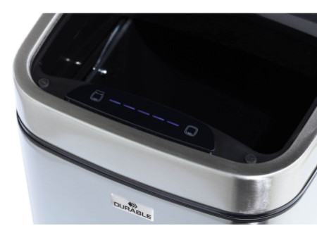 DURABLE Poubelle automatique 'NO TOUCH', 12 litres, argent