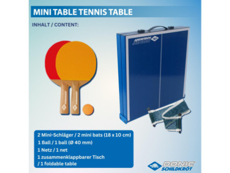 DONIC SCHILDKRÖT Mini-table de tennis de table, kit, bleu