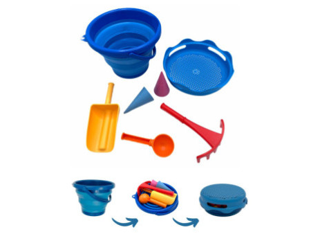 SCHILDKRÖT Kit de jouets de plage 7en1, bleu