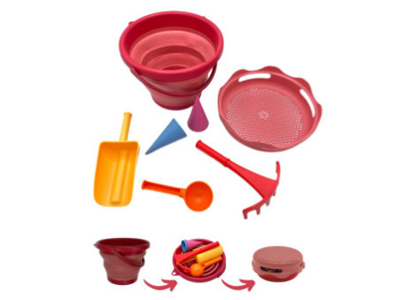 SCHILDKRÖT Kit de jouets de plage 7en1, rouge